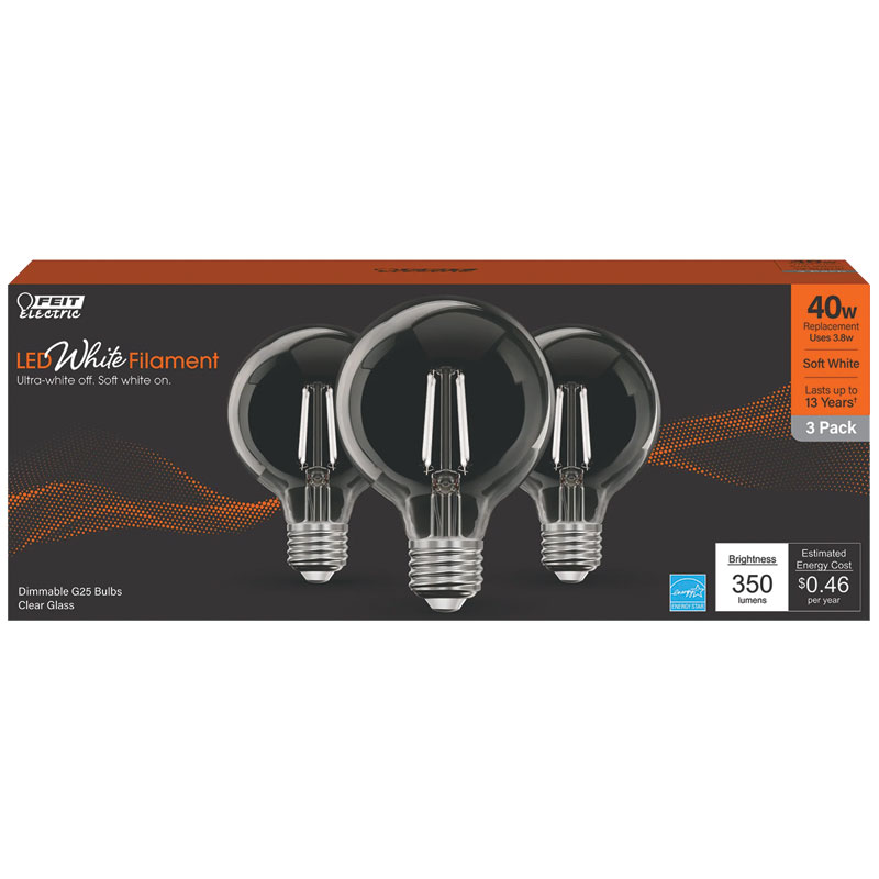 3 Pk. Feit® White Filament Soft White LED Light Bulbs